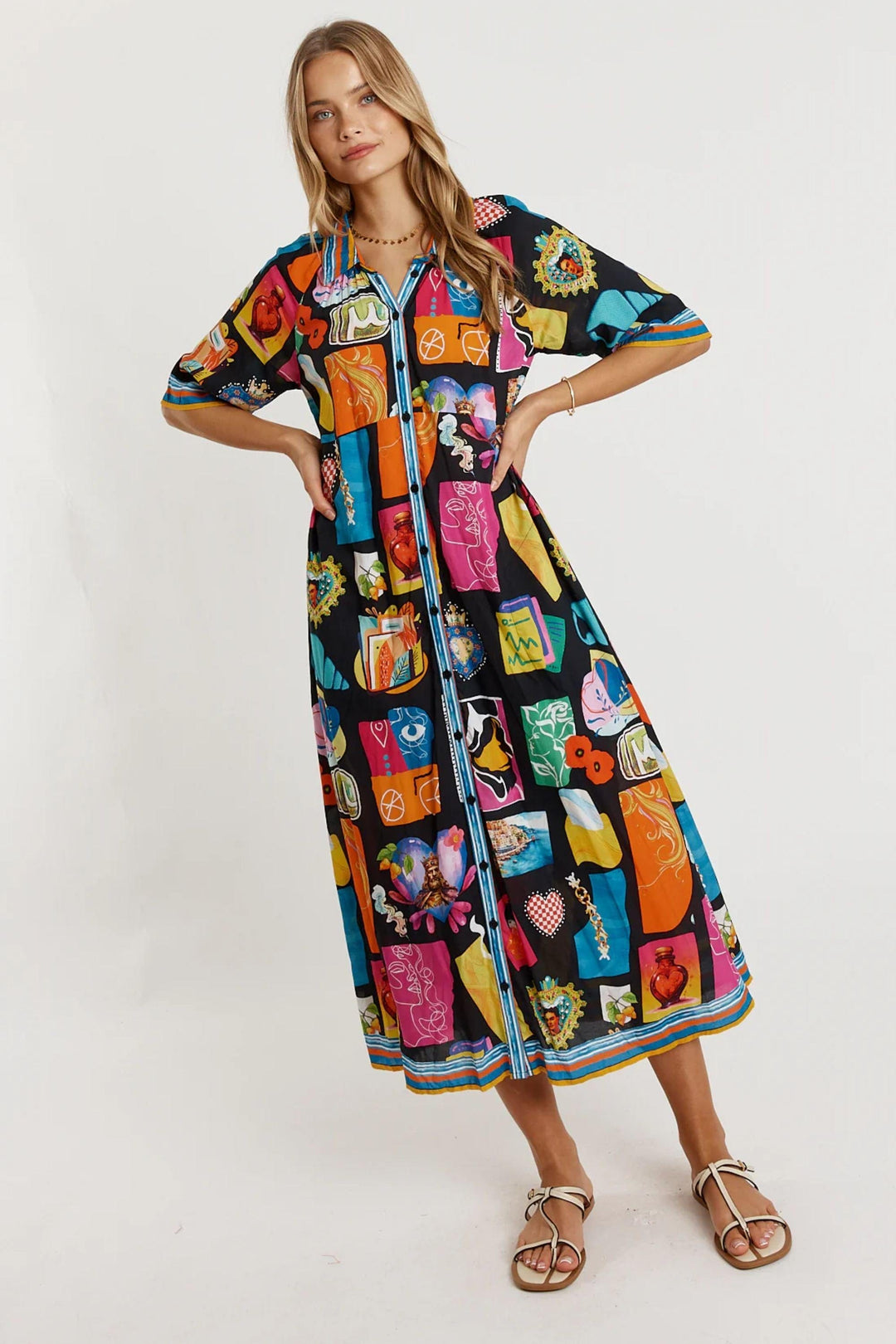 LULA LIFE DRESS ODETTE BUTTONED MIDI