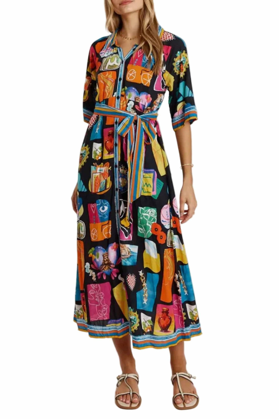 LULA LIFE DRESS XS / BLACK ODETTE BUTTONED MIDI