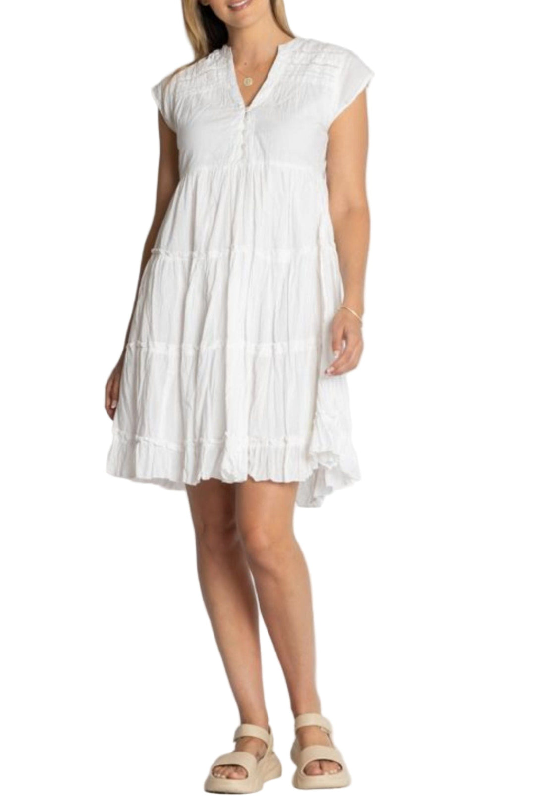 LULA LIFE DRESS XS / WHITE SHAYNA TIERED DRESS
