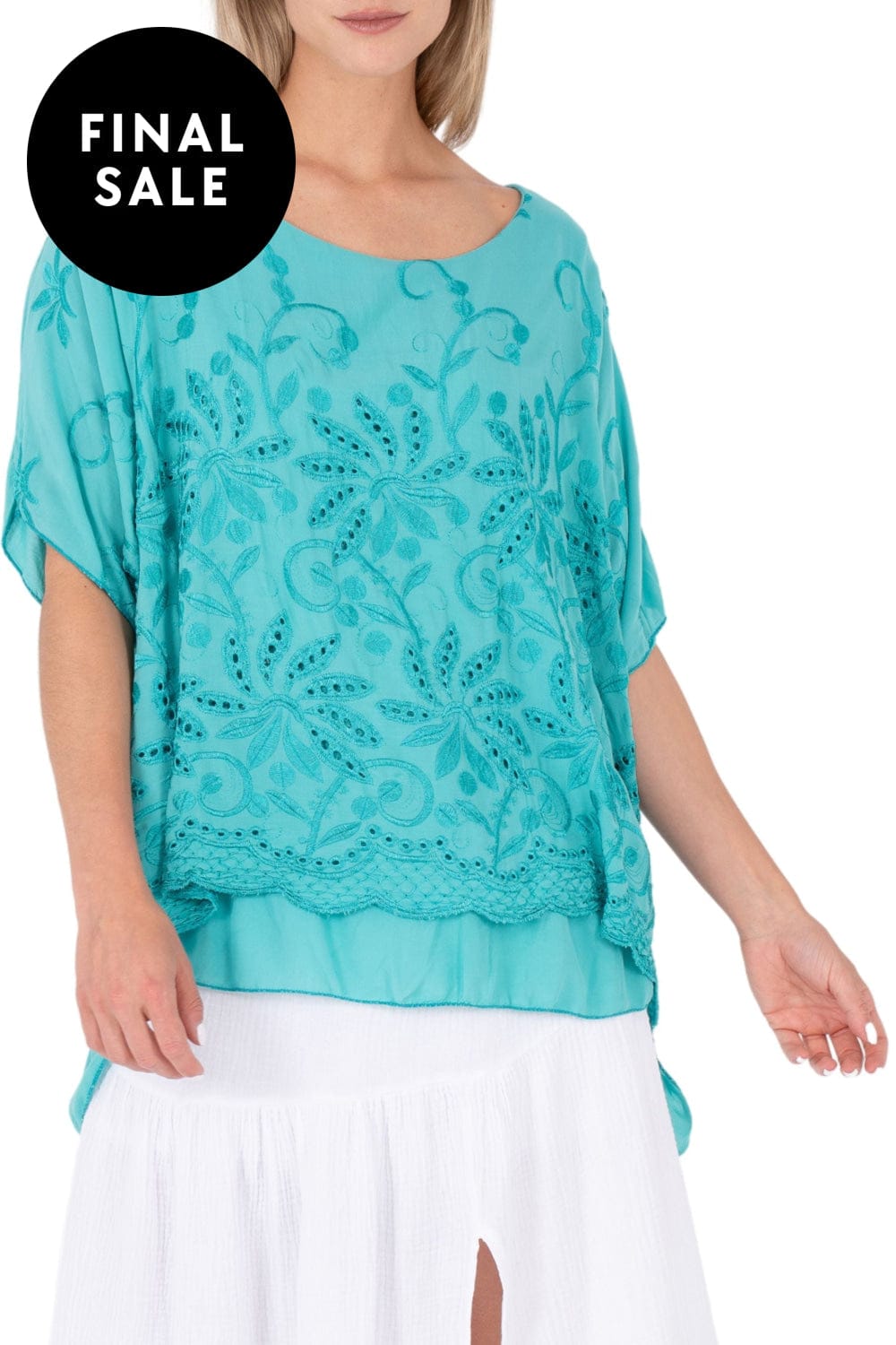 MADE IN ITALY TOP XS / LAGOON WOVEN 1/2 SLV TOP - 10/63475U