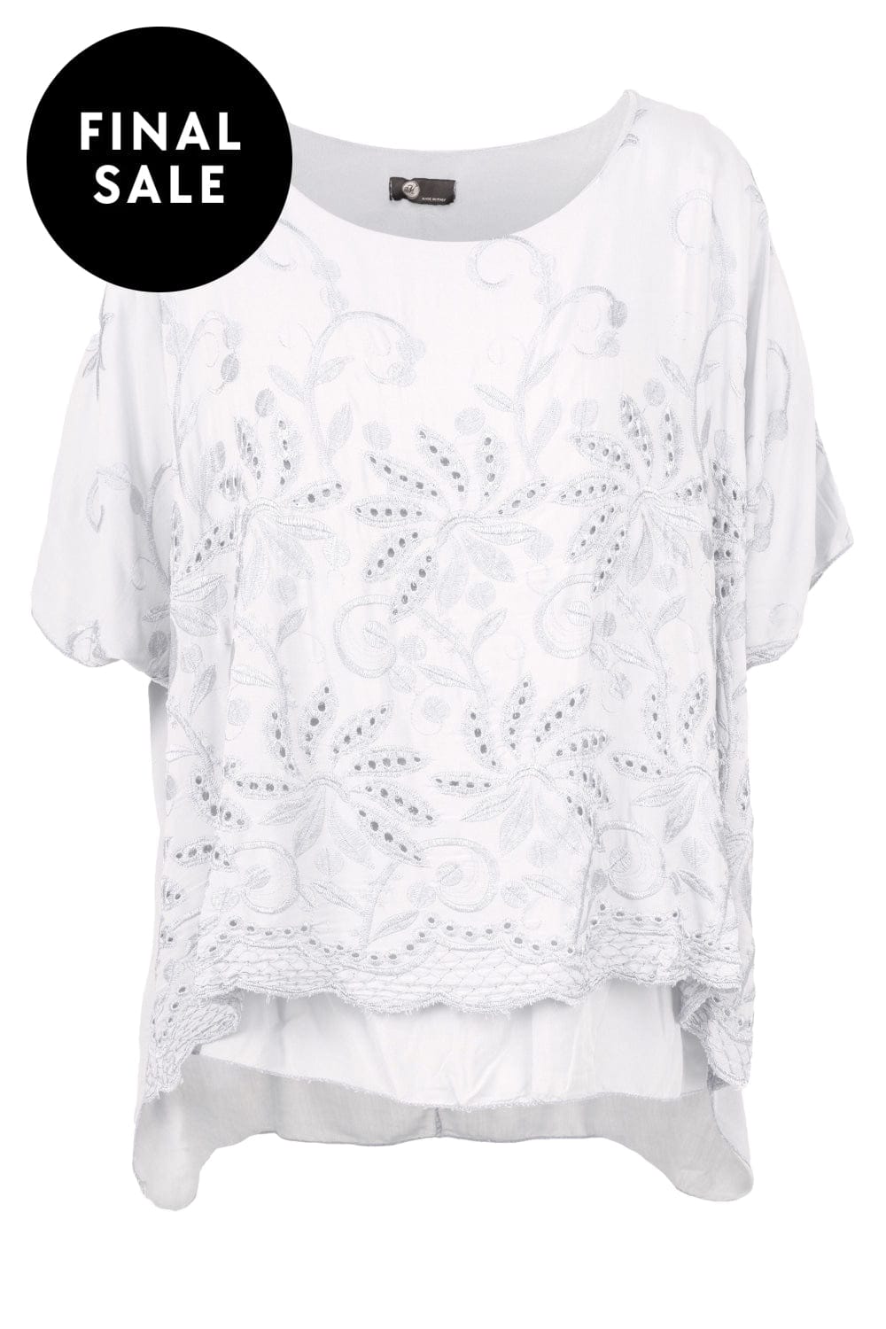 MADE IN ITALY TOP XS / WHITE WOVEN 1/2 SLV TOP - 10/63475U