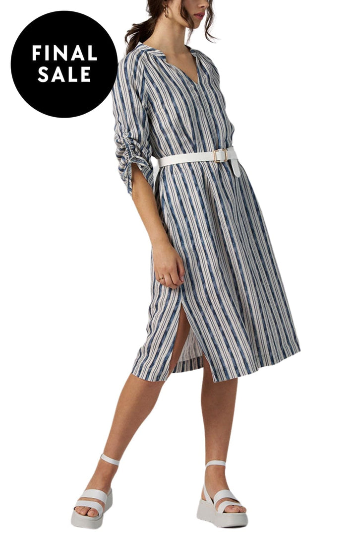 MADLY SWEETLY DRESS 10 / NAVY-SAGE SPOT THE STRIPE DRESS - MS1330