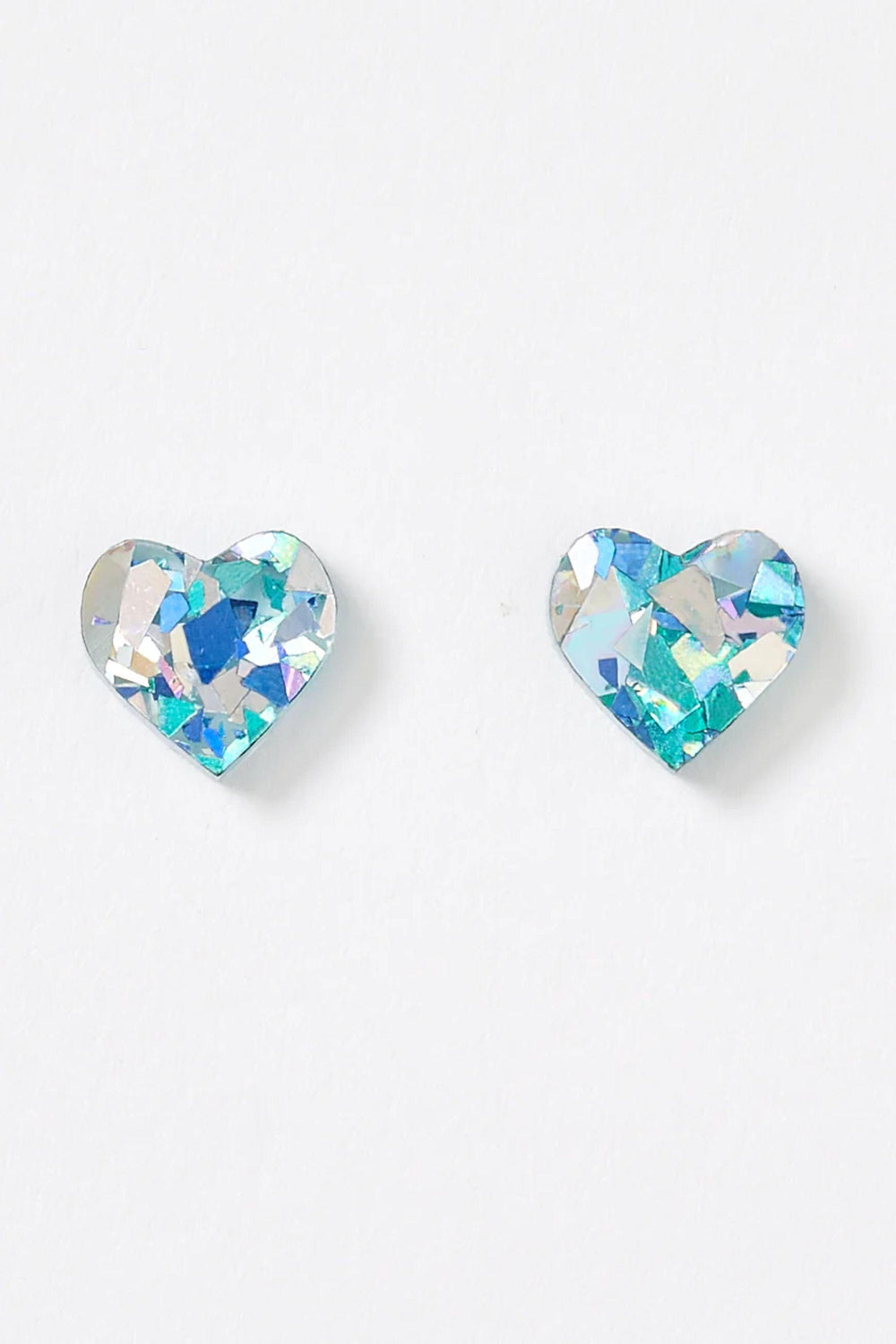 MARTHA JEAN JEWELLERY AQUA HEART STUD EARRINGS