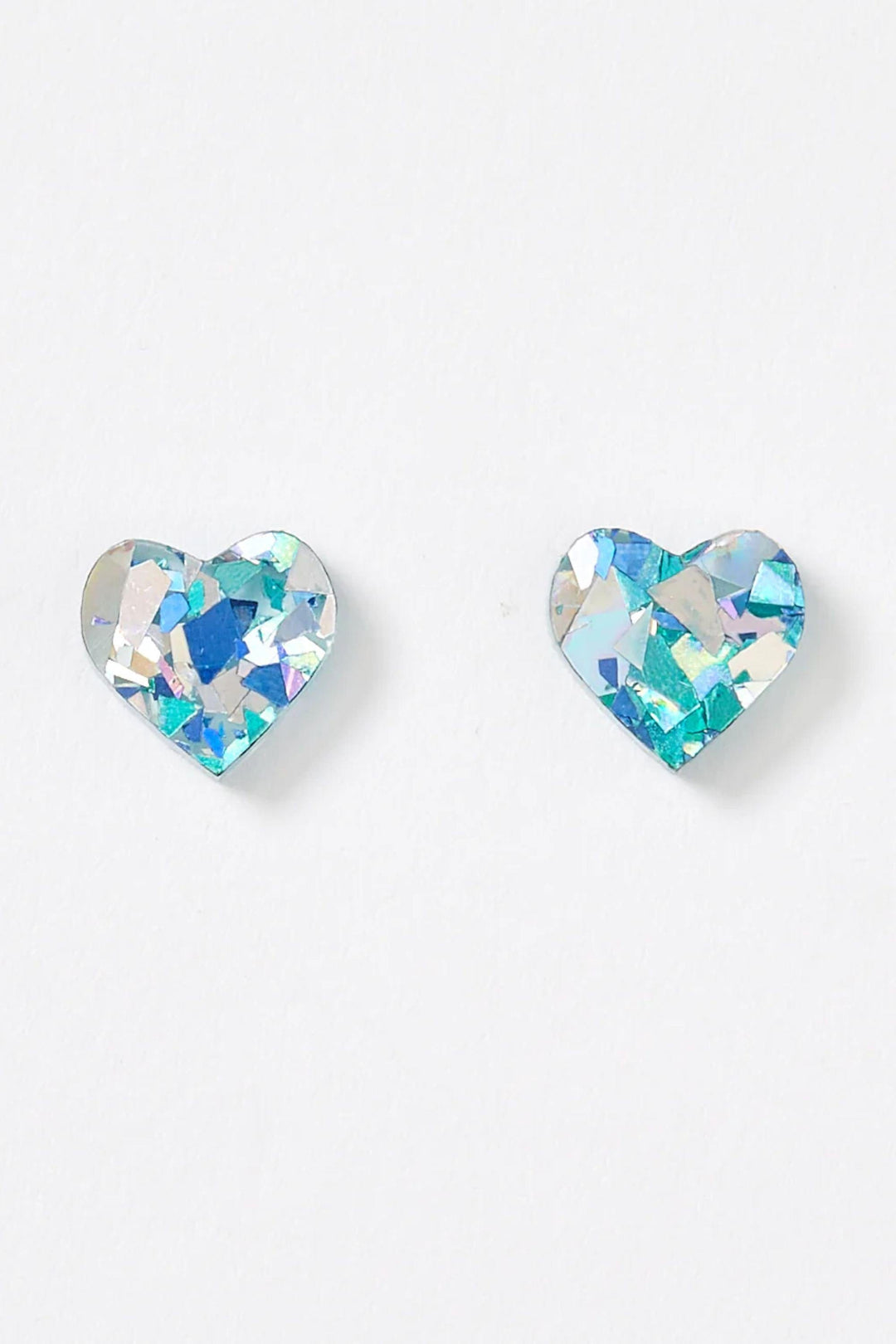 MARTHA JEAN JEWELLERY AQUA HEART STUD EARRINGS