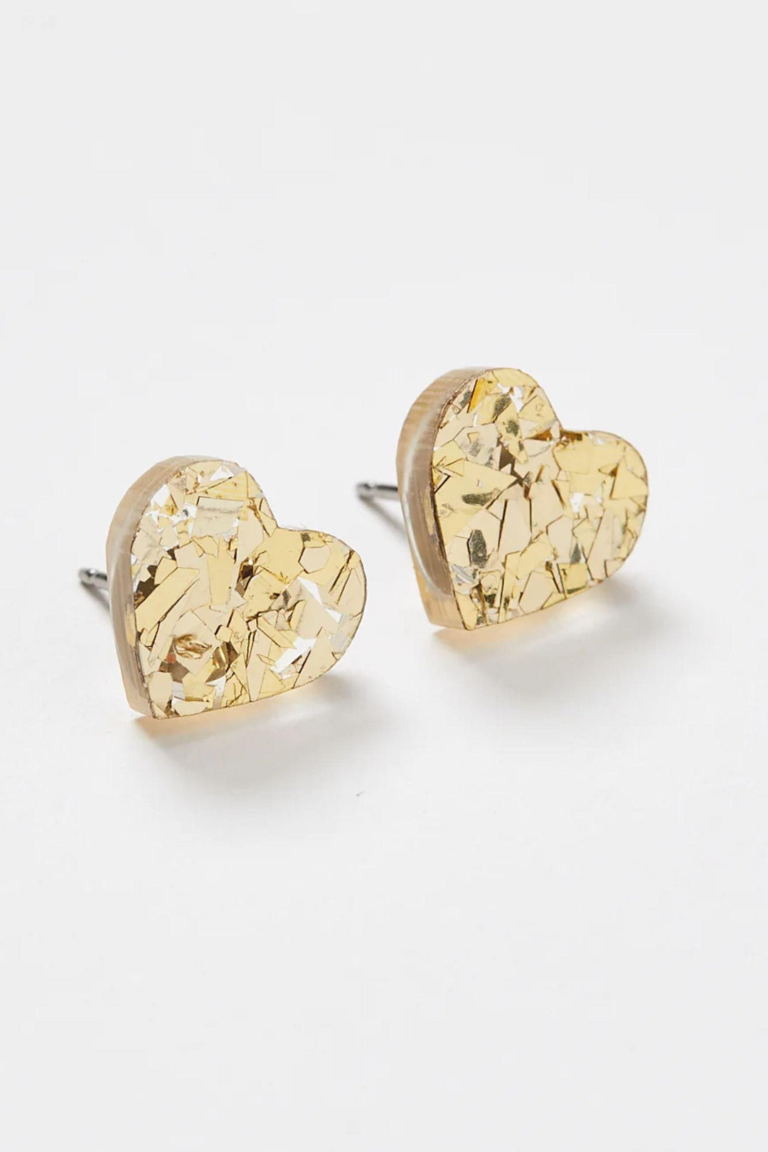 MARTHA JEAN JEWELLERY GOLD HEART STUD EARRINGS