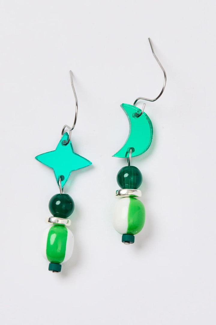 MARTHA JEAN JEWELLERY GREEN LUNAR EARRINGS