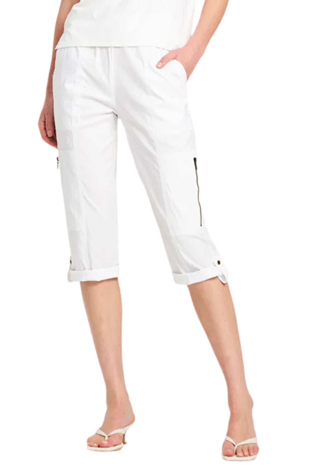 MELA PURDIE 3/4 PANT 6 / WHITE CROPPED ZIP CARGO - F651386