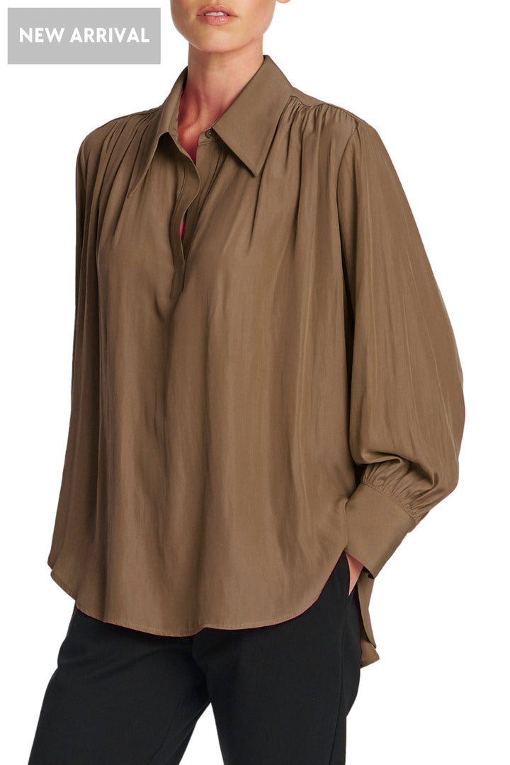 MELA PURDIE BLOUSE 8 / CHESTNUT GATHERED BLOUSE - F678984