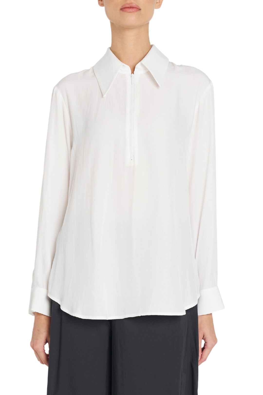 MELA PURDIE BLOUSE 8 / WHITE PEAK ZIP BLOUSE - F678924