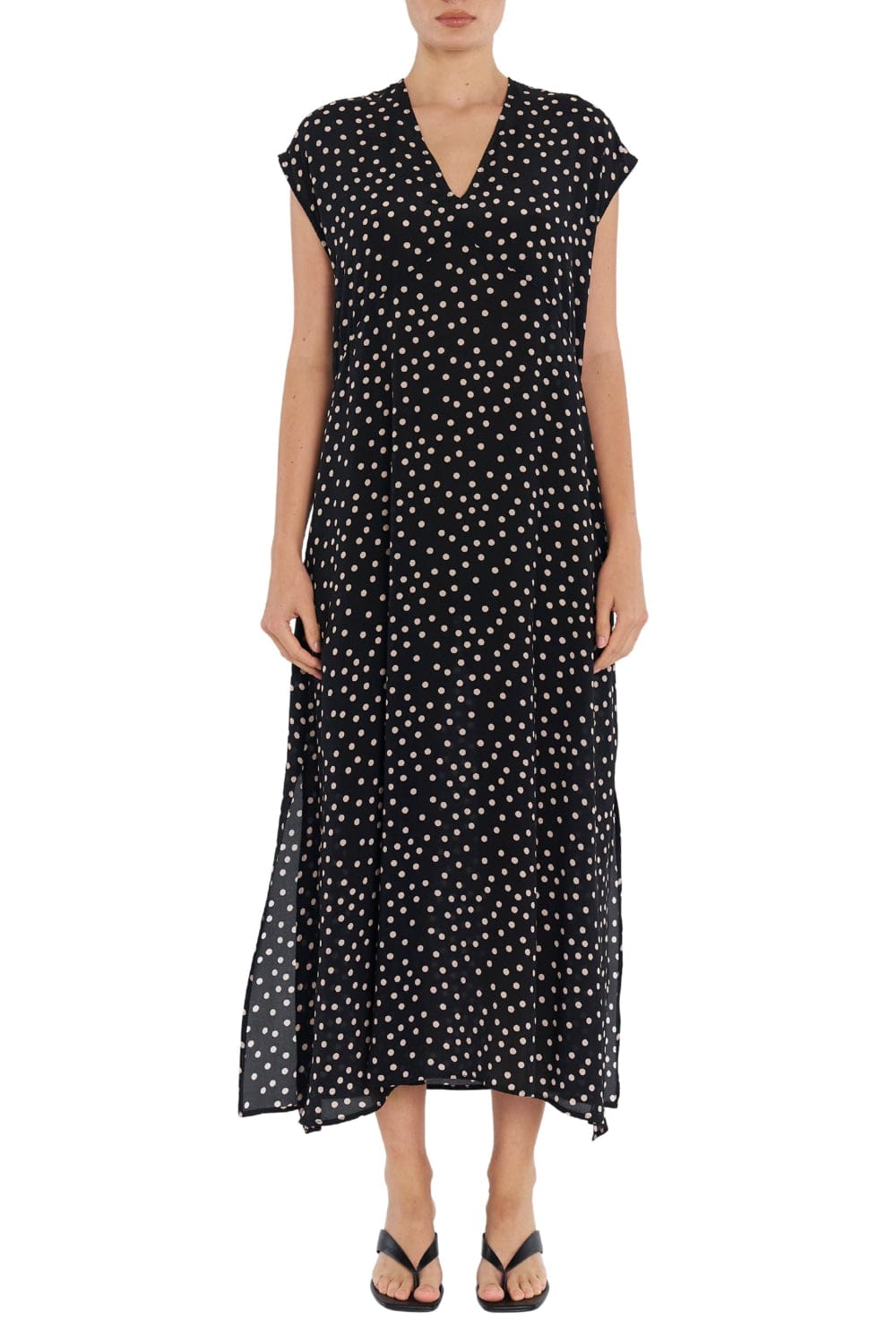 MELA PURDIE DRESS 8 / BLACK-MERINGUE MAXI SLICE DRESS - F8563383