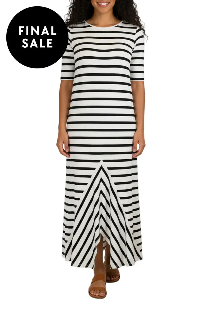 MELA PURDIE DRESS 8 / WHITE-BLACK TRAPEZE DRESS - F5323309