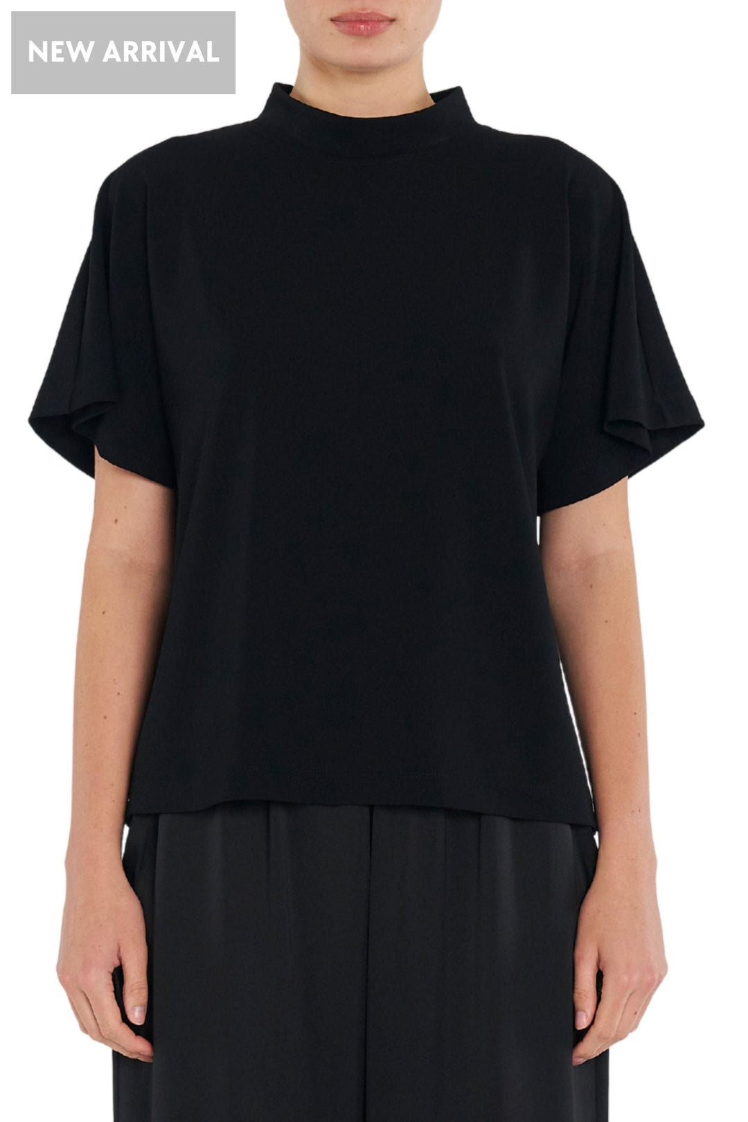 MELA PURDIE TOP 8 / BLACK FLUTE SHELL - F0078922