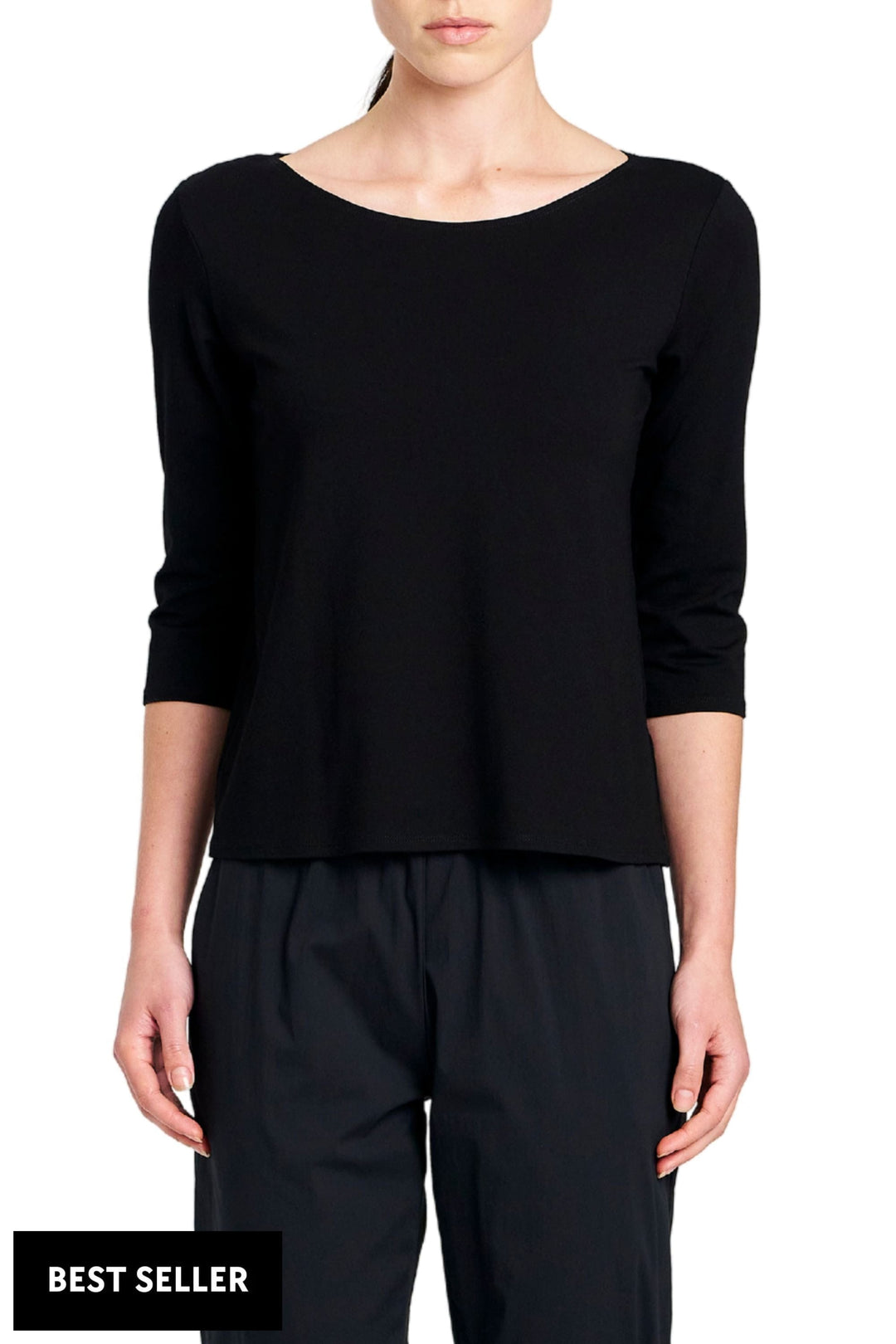 MELA PURDIE TOP 8 / BLACK RELAXED BOAT NECK - F012630