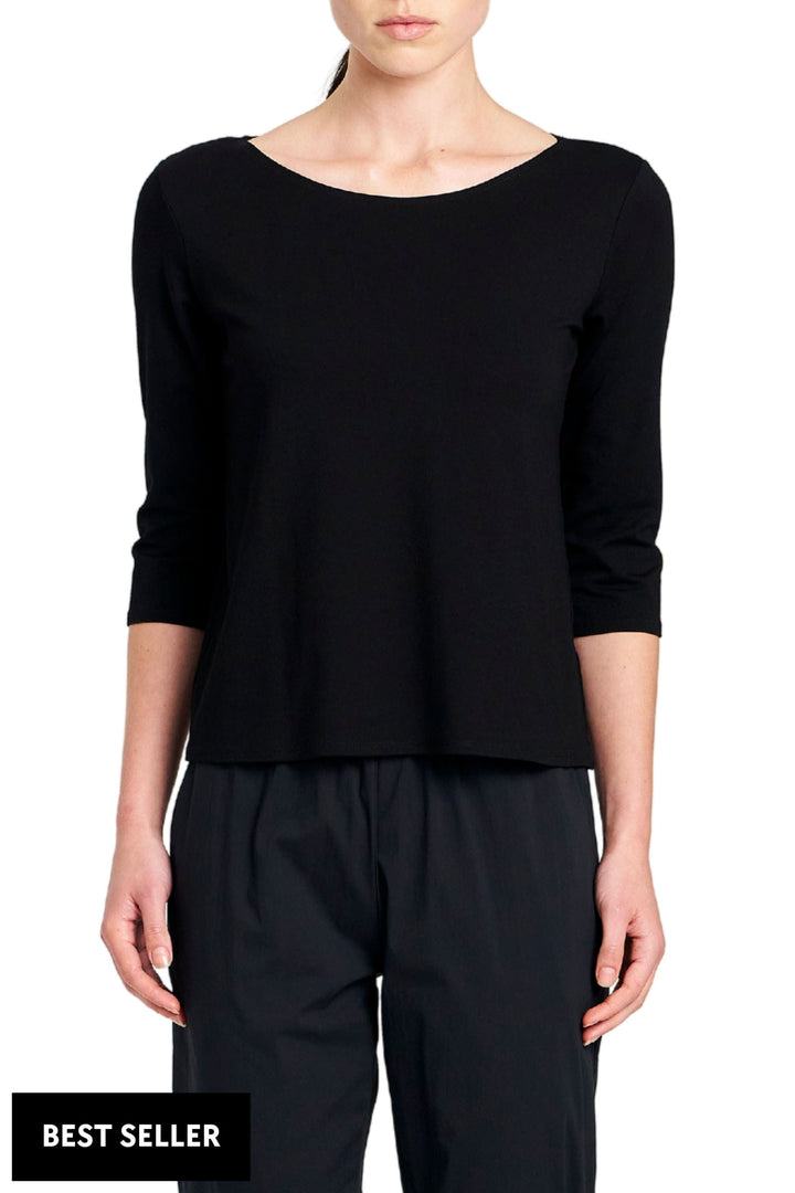 MELA PURDIE TOP 8 / BLACK RELAXED BOAT NECK - F012630