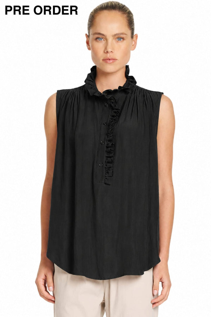 MELA PURDIE TOP 8 / BLACK RUFFLET TANK - F6780037