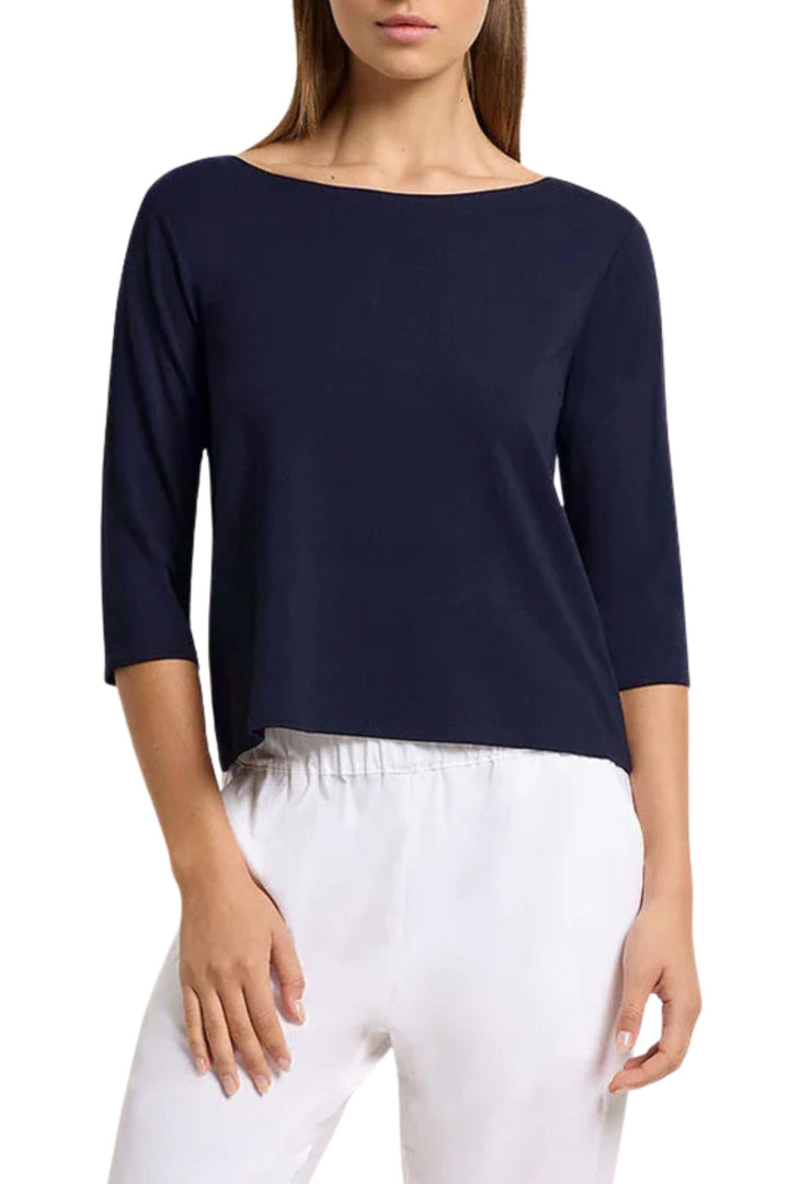 MELA PURDIE TOP 8 / FRENCH-NAVY RELAXED BOAT NECK - F012630