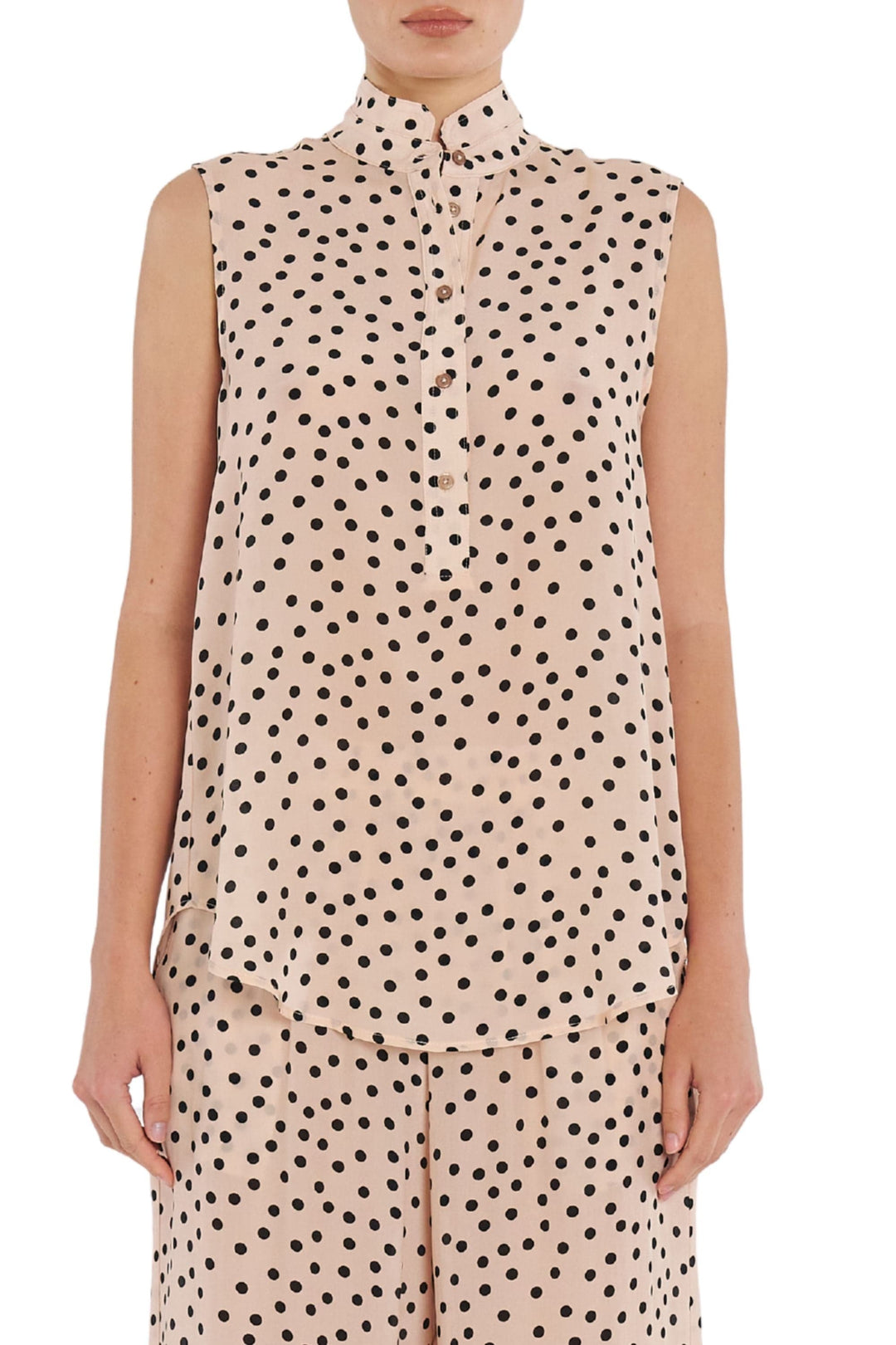 MELA PURDIE TOP 8 / MERINGUE-BLACK TAB SLIDE TANK - F8568146