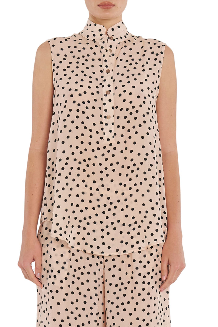 MELA PURDIE TOP 8 / MERINGUE-BLACK TAB SLIDE TANK - F8568146