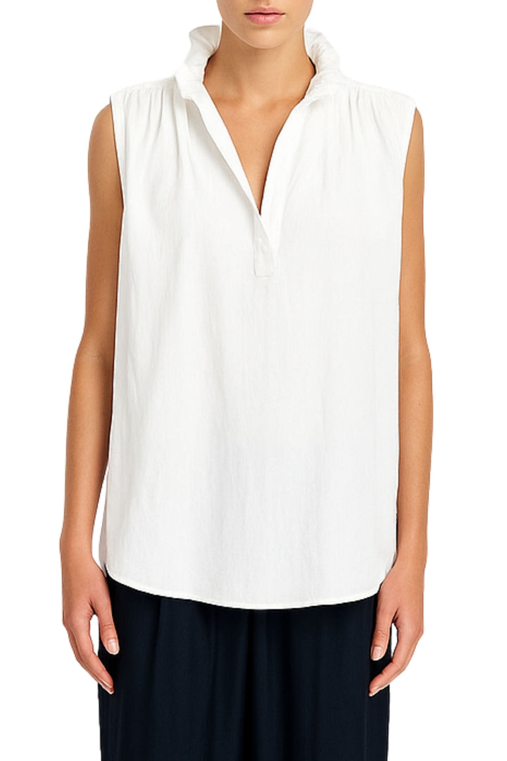 MELA PURDIE TOP 8 / WHITE FRILL NECK TANK - F678876