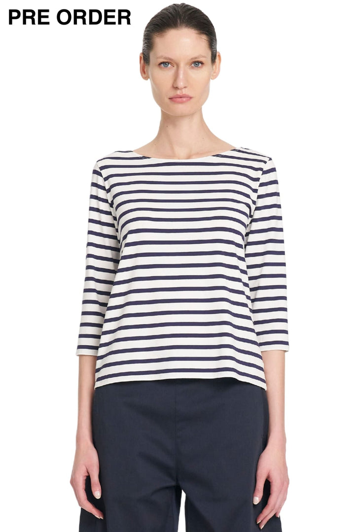 MELA PURDIE TOP 8 / WHITE-INK RELAXED BOAT NECK - F5412630