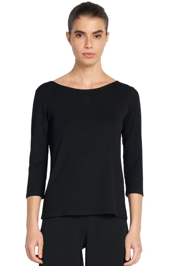 MELA PURDIE TOP BLACK / 8 RELAXED BOAT NECK - F012630