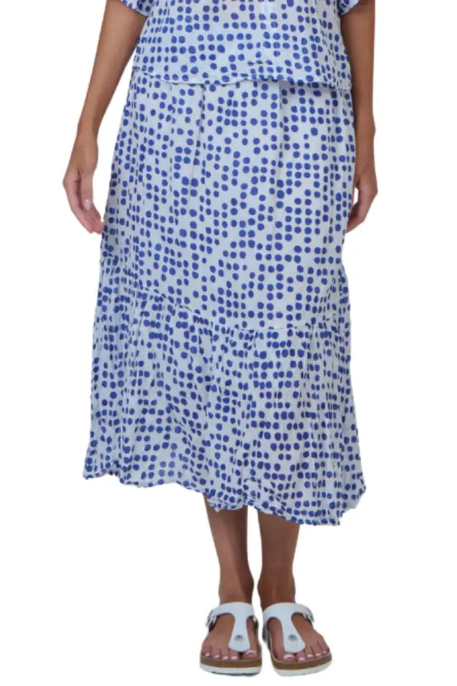 MIDI SKIRT - P173 S/M / BLUE-WHITE SKIRT