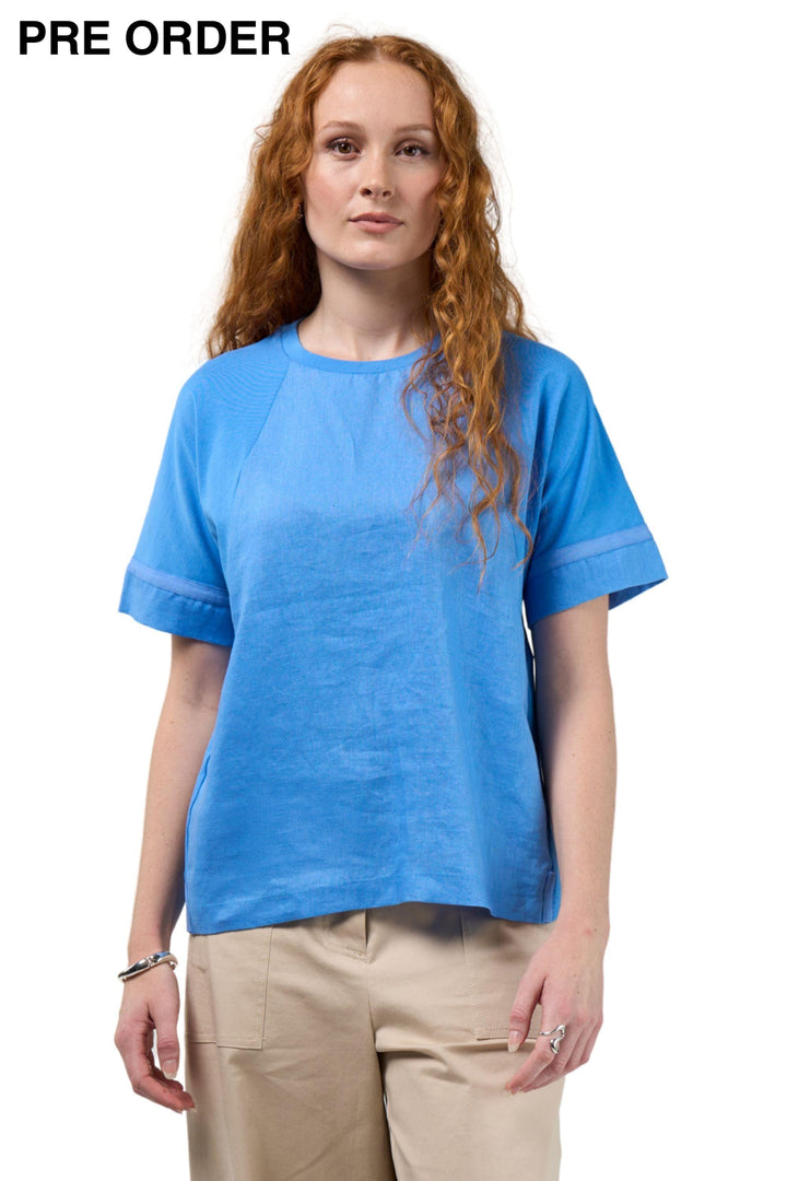 MADLY SWEETLY TOP CORNFLOWER / 8 MIXED MEDIA TEE - MS1951