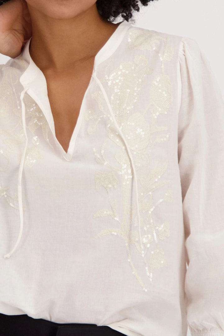 MONARI BLOUSE SEQUIN LACE BLOUSE - 409693MNR