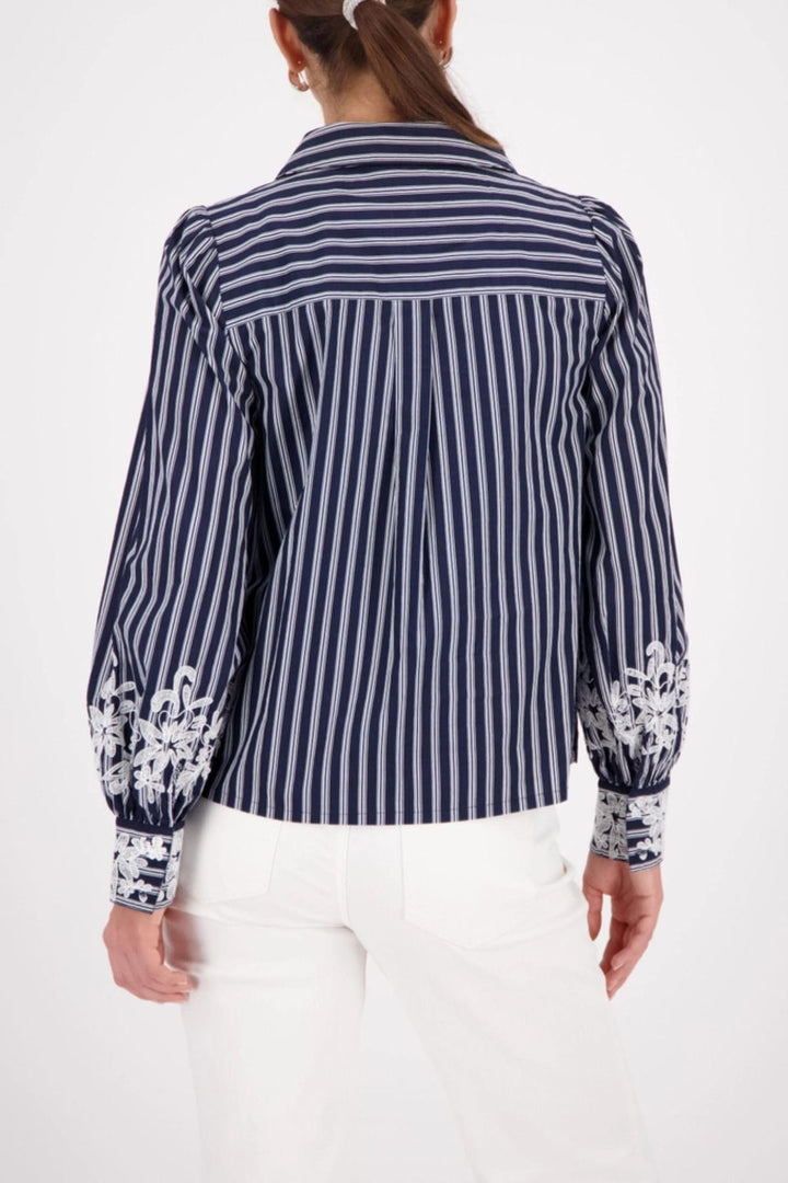 MONARI SHIRT STRIPE LACE SHIRT - 410344MNR
