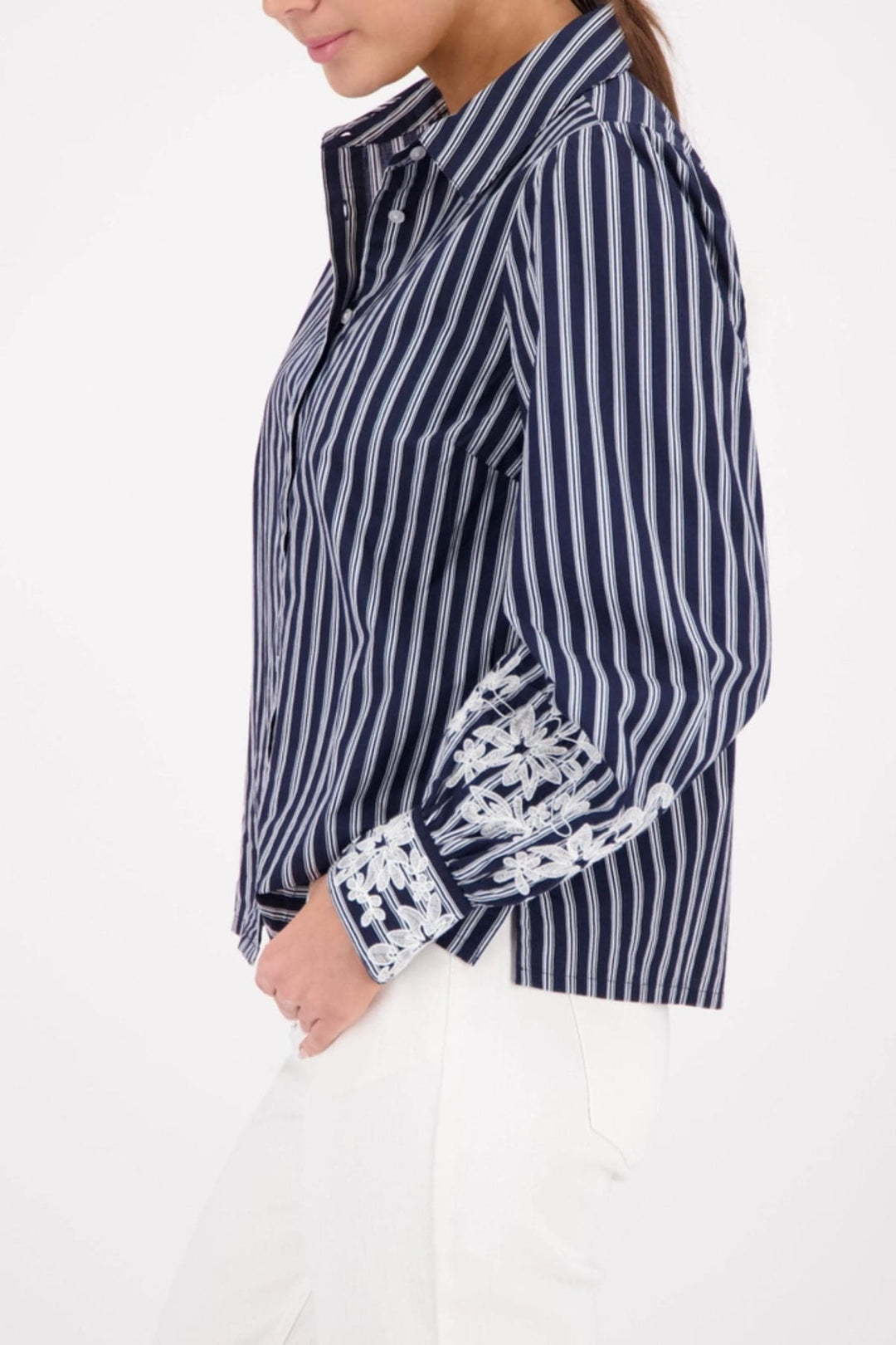MONARI SHIRT STRIPE LACE SHIRT - 410344MNR