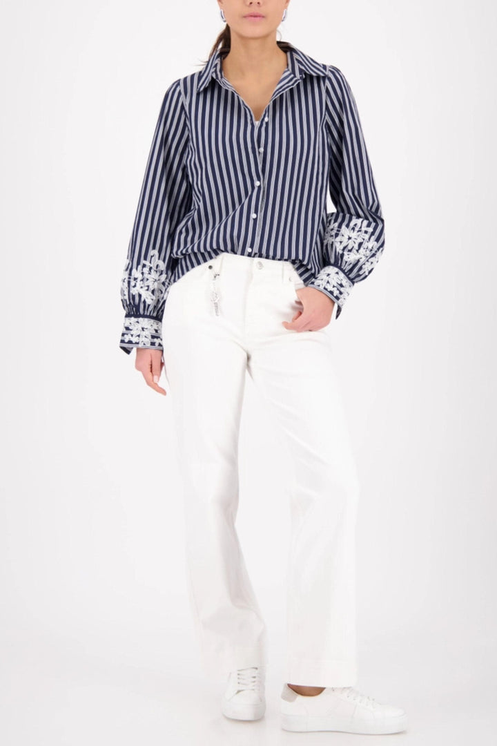 MONARI SHIRT STRIPE LACE SHIRT - 410344MNR
