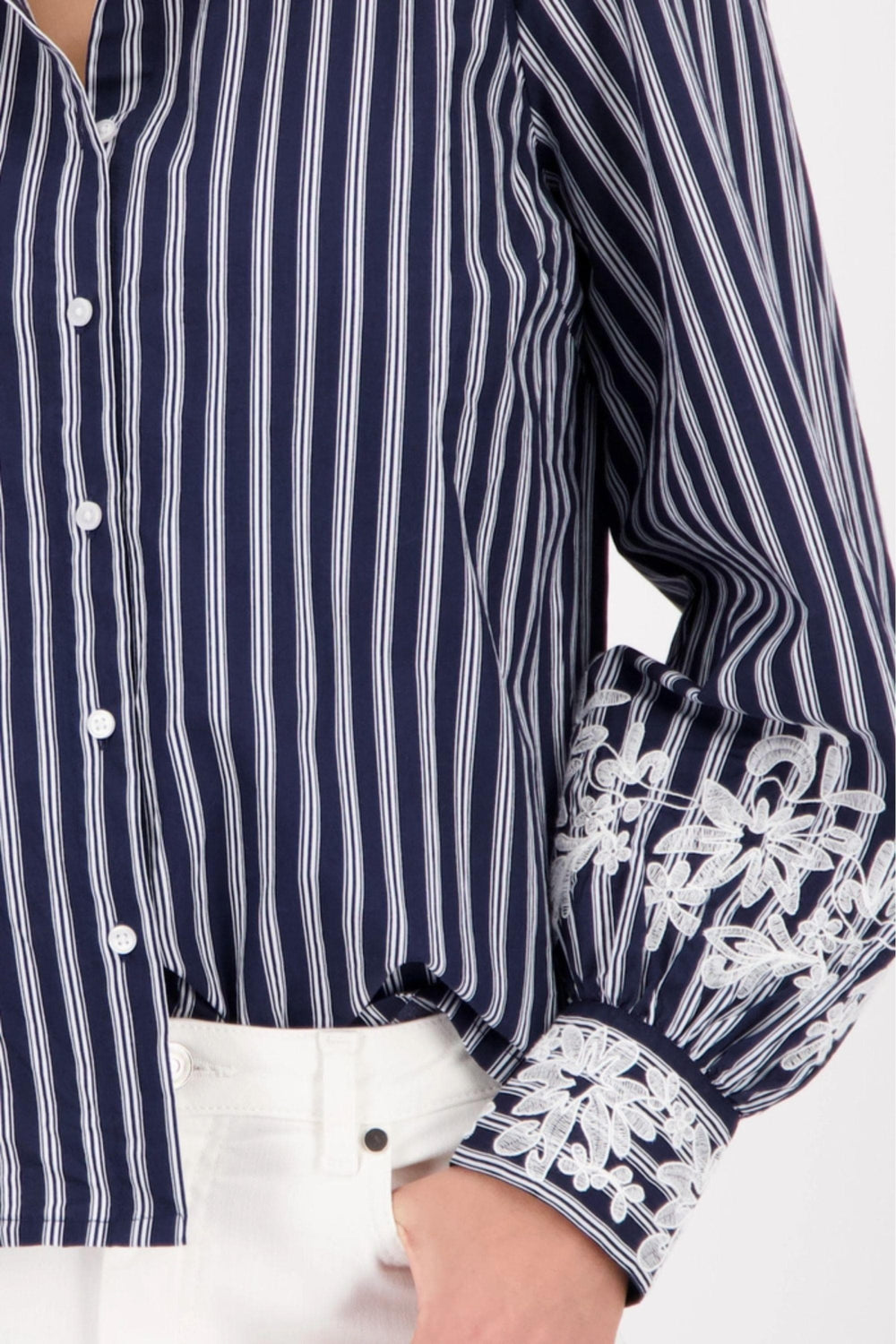 MONARI SHIRT STRIPE LACE SHIRT - 410344MNR