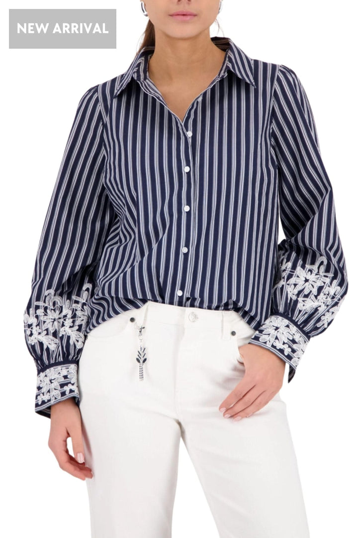 MONARI SHIRT STRIPE LACE SHIRT - 410344MNR