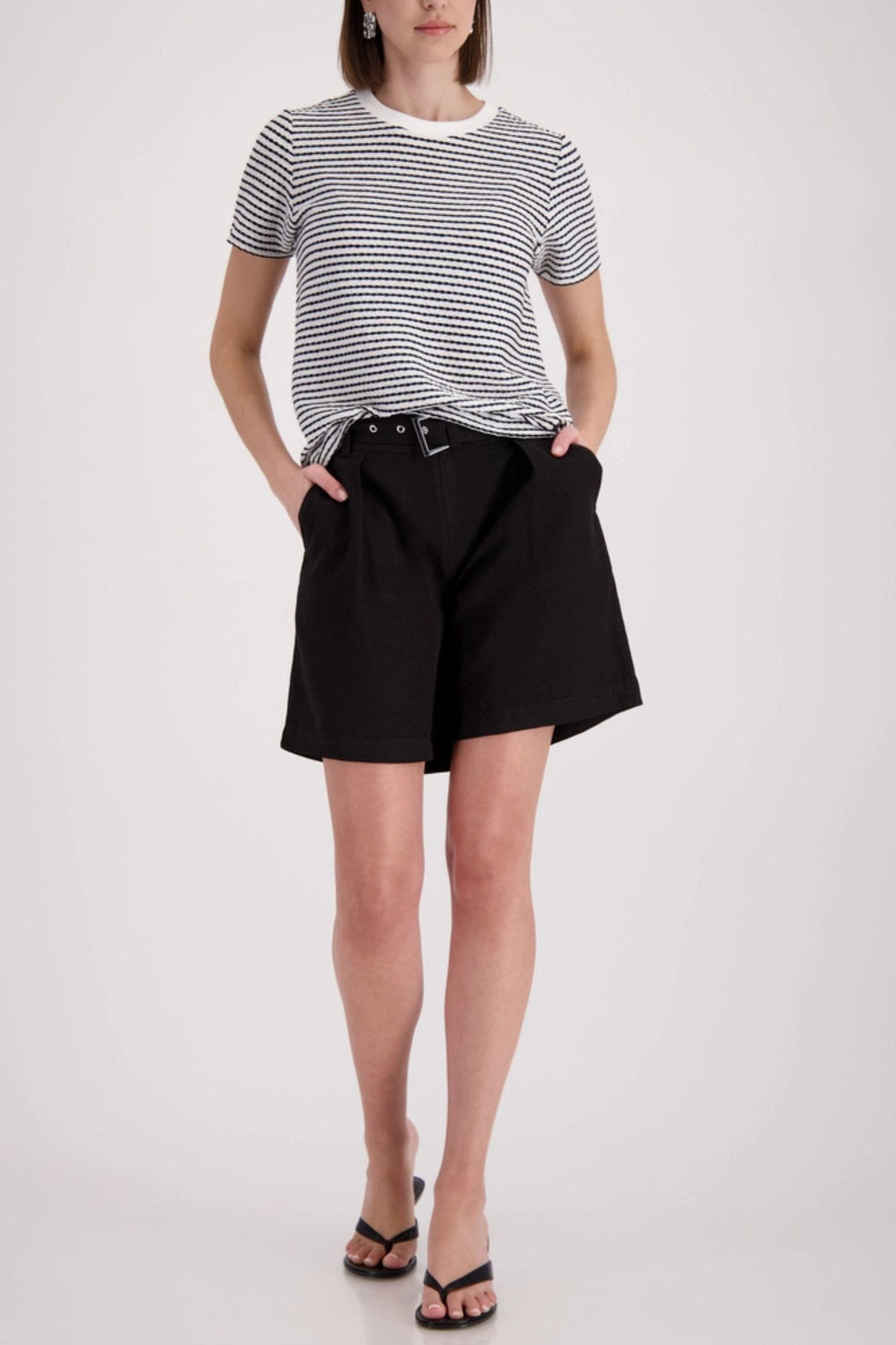 MONARI T-SHIRT TEXTURED STRIPE TEE - 410768MNR
