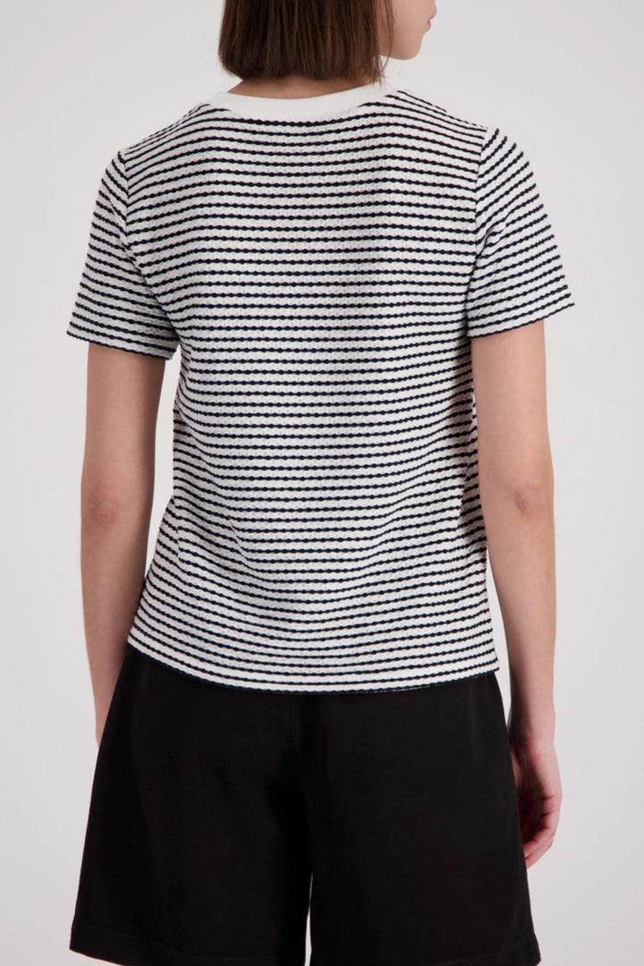 MONARI T-SHIRT TEXTURED STRIPE TEE - 410768MNR