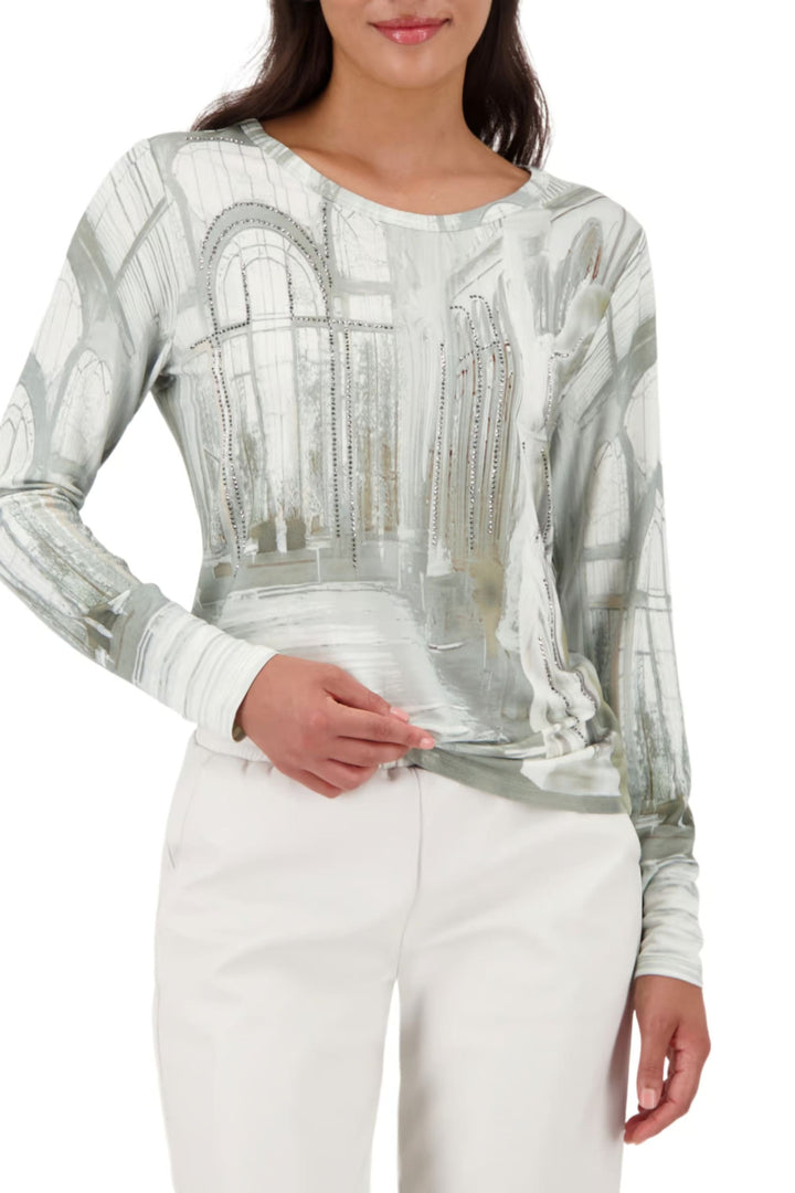 MONARI TOP 10 / SAGE WINDOW SEQUIN TEE - 809382MNR