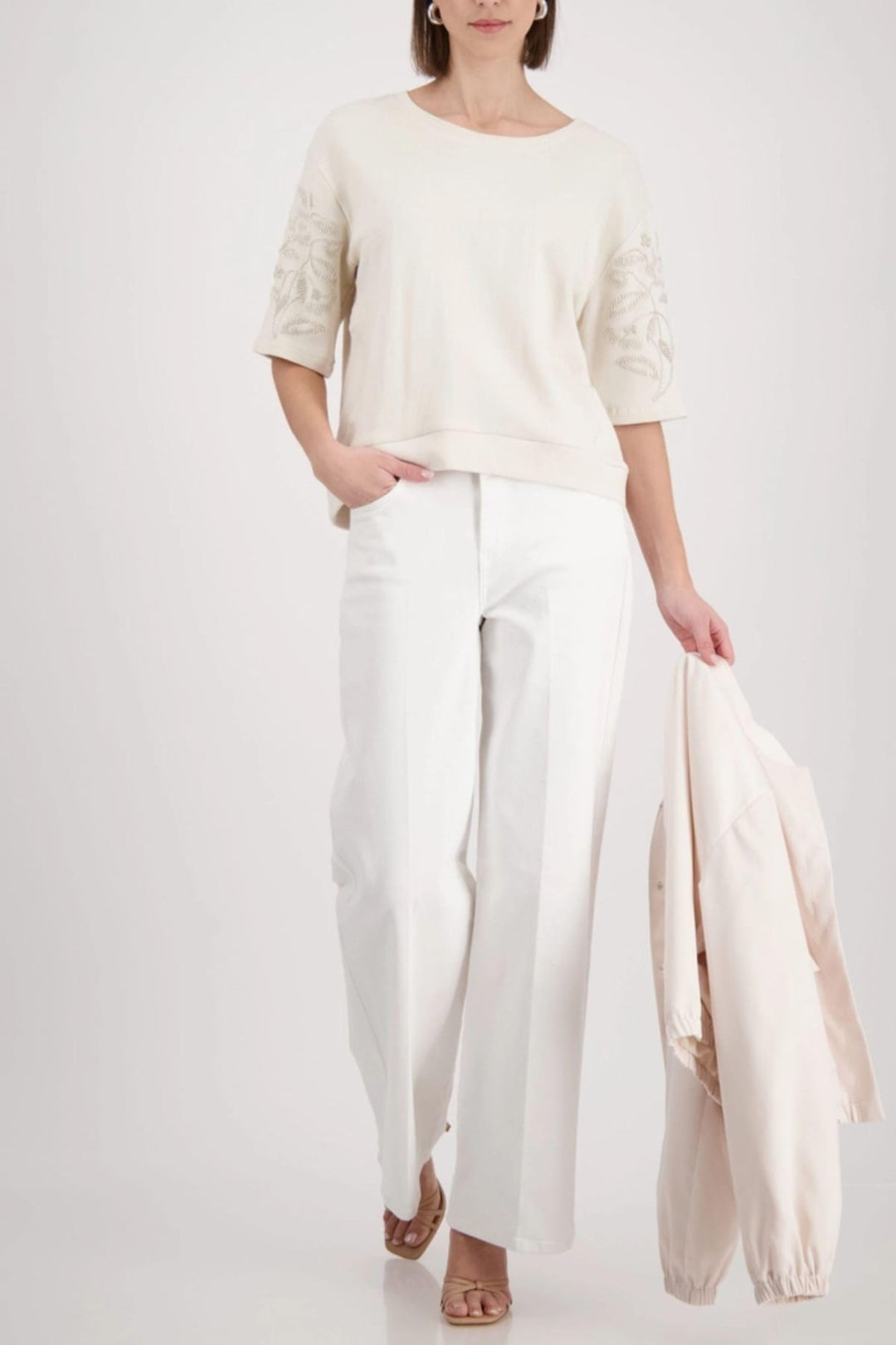MONARI TOP BEADED SLV TEE - 410257MNR