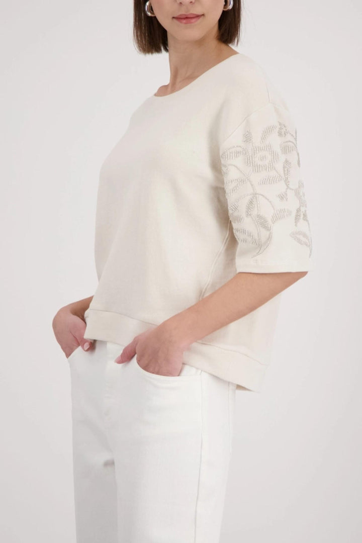 MONARI TOP BEADED SLV TEE - 410257MNR