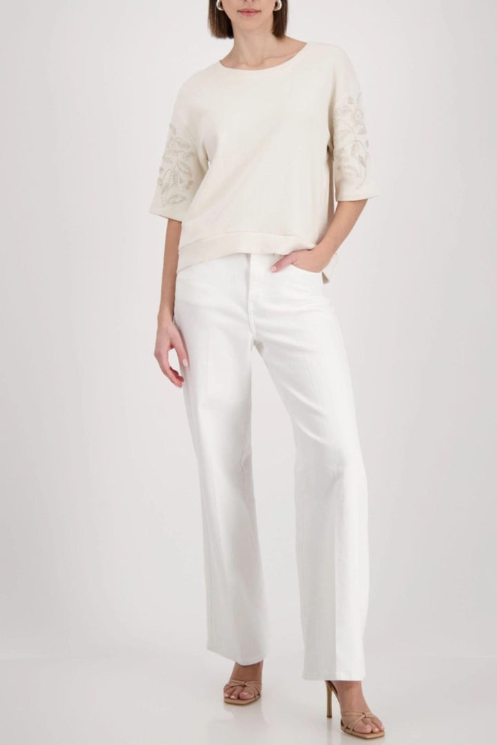 MONARI TOP BEADED SLV TEE - 410257MNR