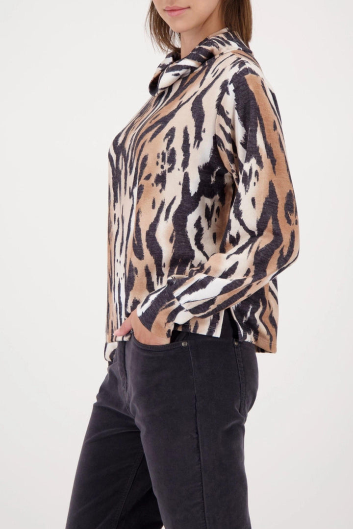 MONARI TOP COWL NECK ANIMAL TOP - 809334MNR