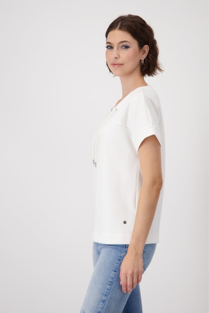 MONARI TOP DRAWSTRING COLLAR TEE - 409363MNR