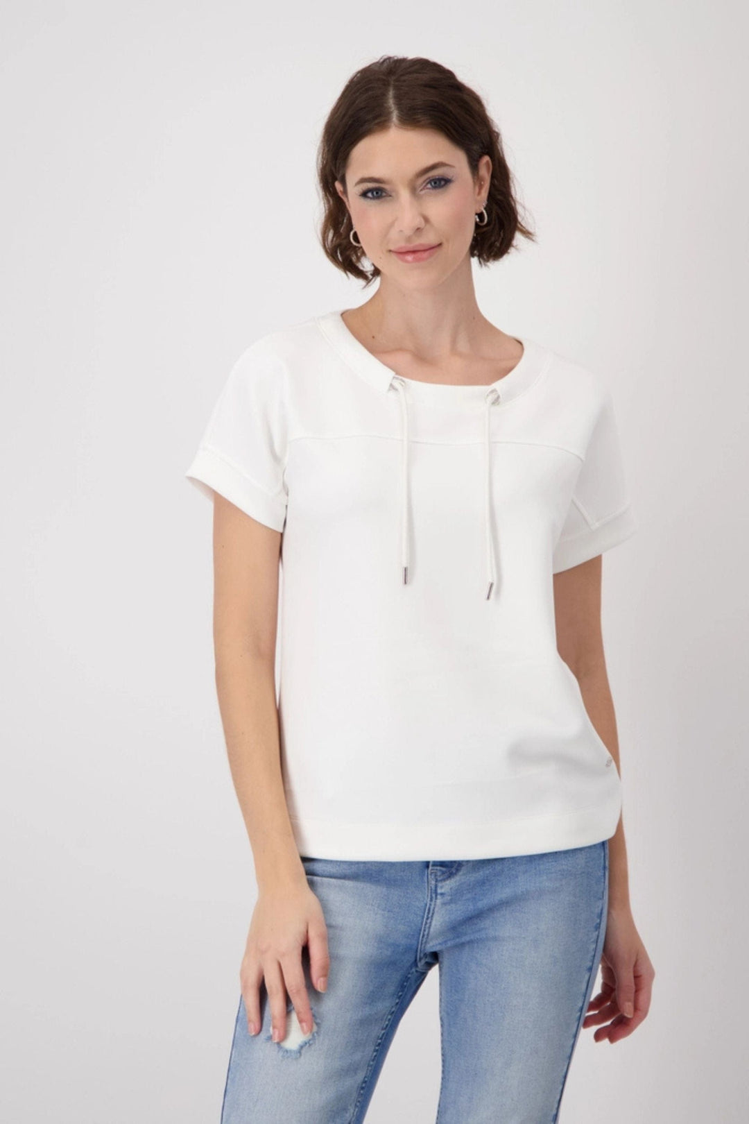 MONARI TOP DRAWSTRING COLLAR TEE - 409363MNR