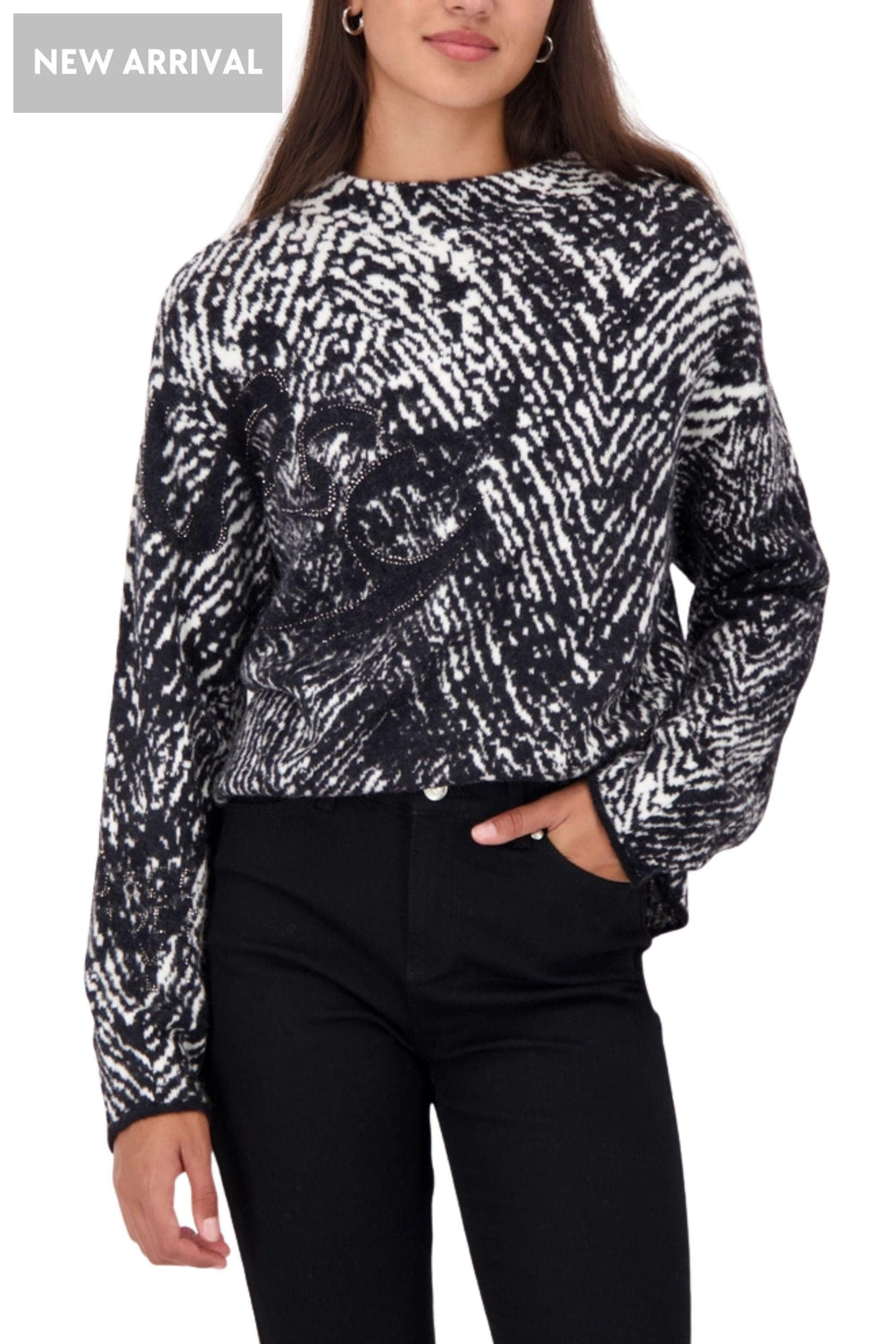 MONARI TOP HERRINGONE SWEATER - 809533MNR
