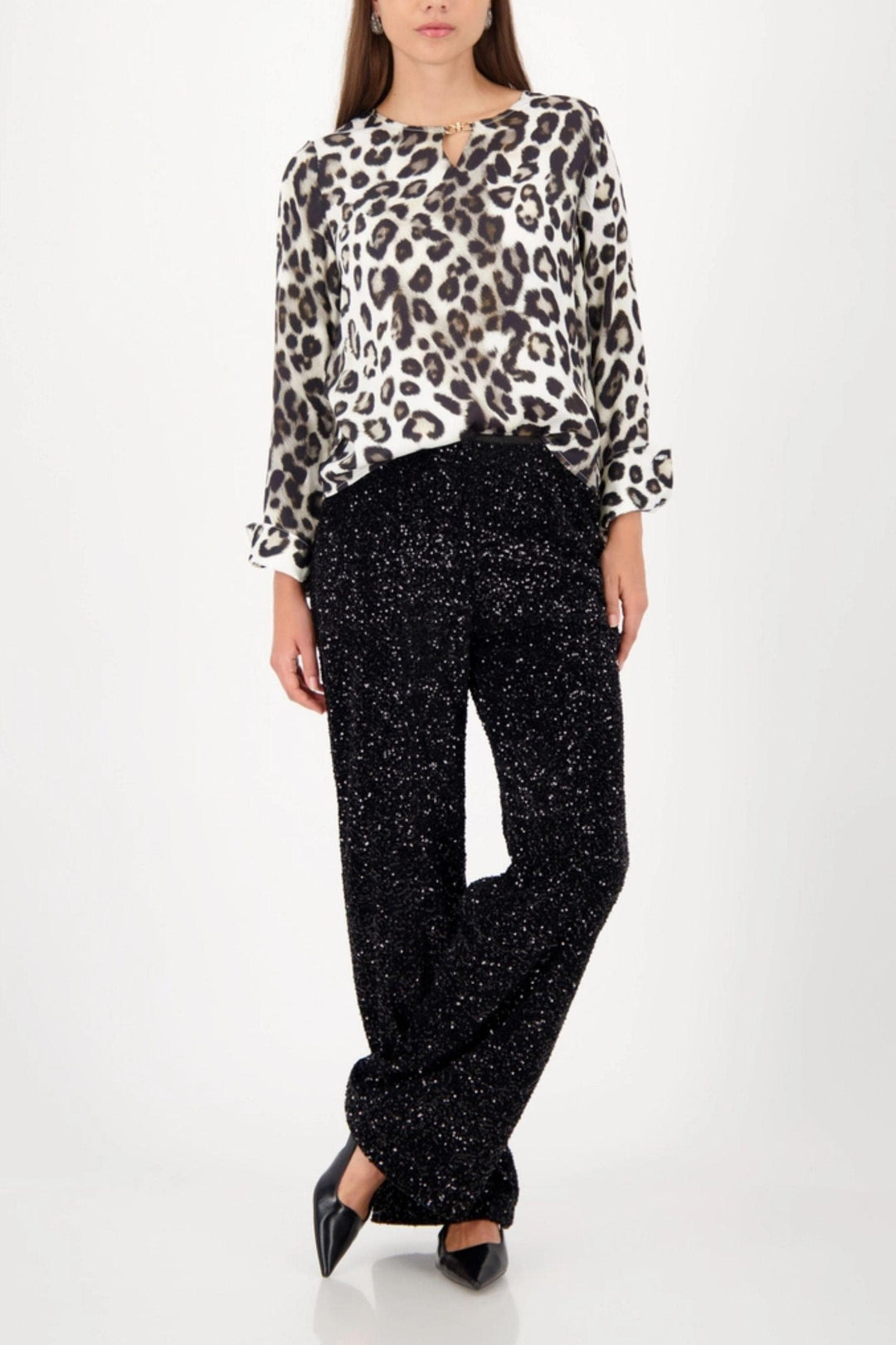 MONARI TOP LEOPARD PRINT BLOUSE - 809583MNR