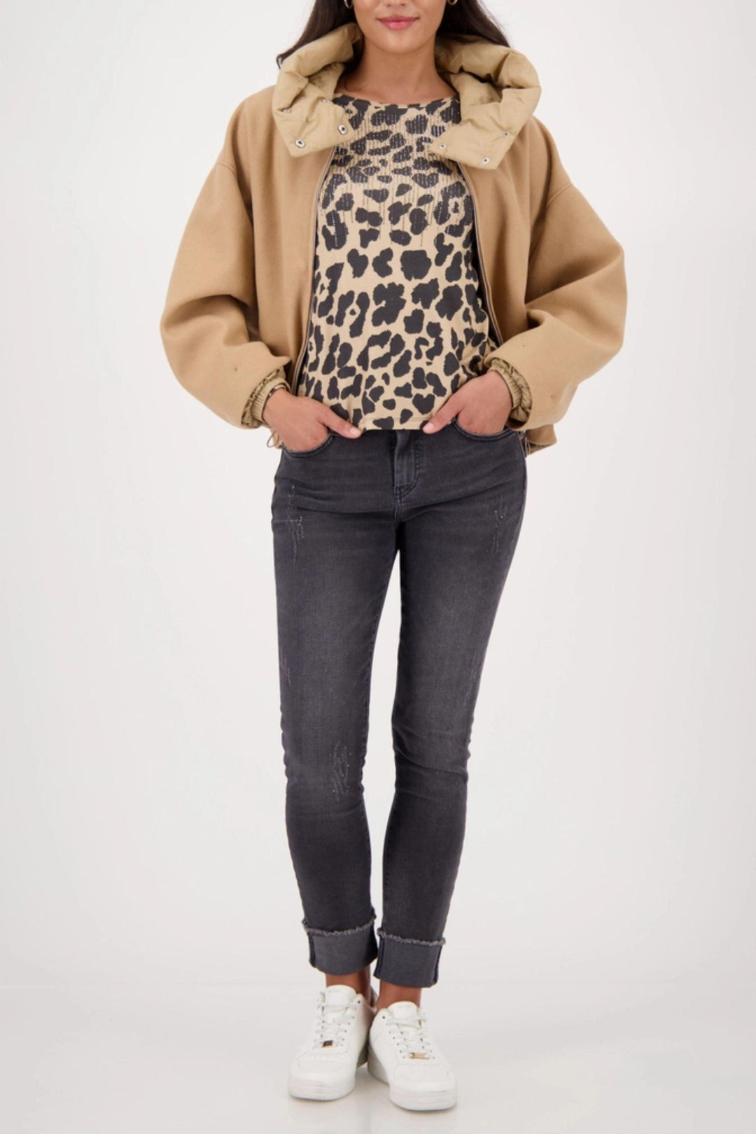 MONARI TOP SEQUIN LEOPARD TEE - 809344MNR