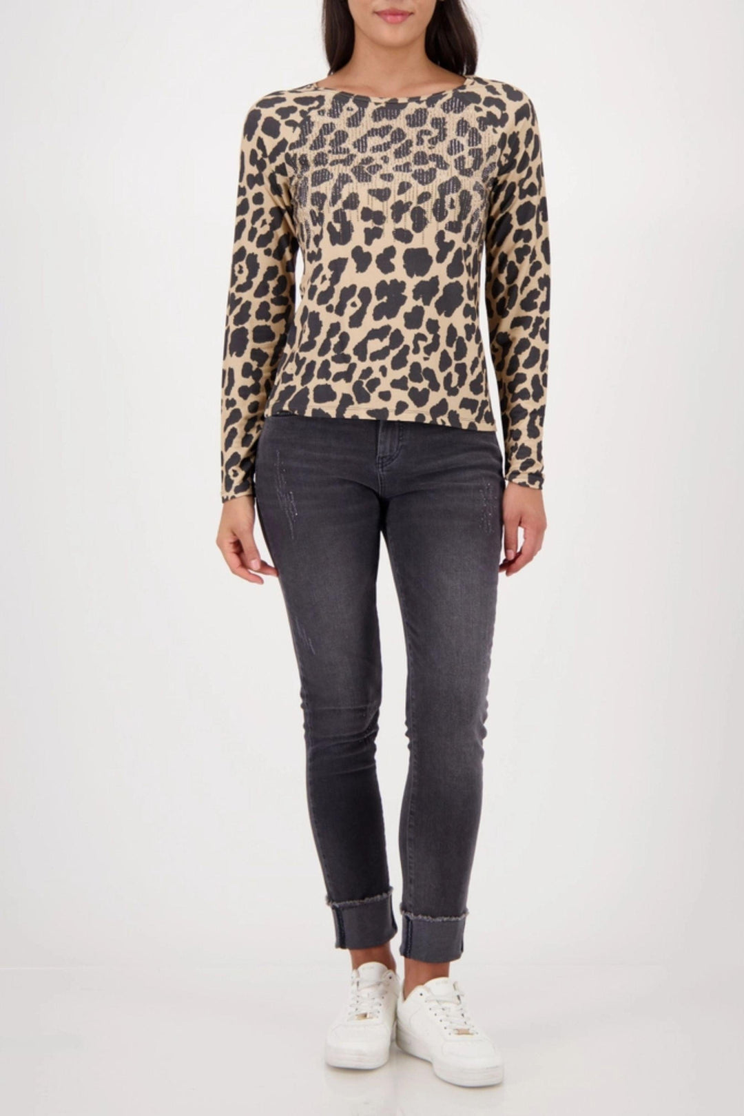 MONARI TOP SEQUIN LEOPARD TEE - 809344MNR