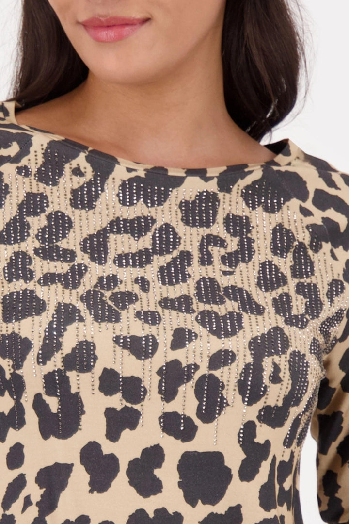 MONARI TOP SEQUIN LEOPARD TEE - 809344MNR