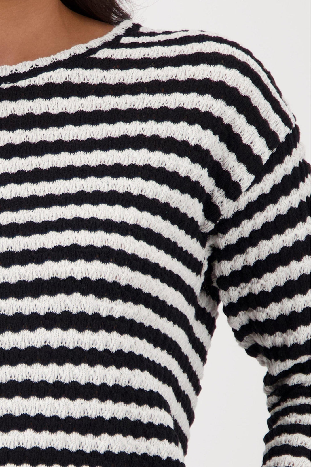 MONARI TOP STRIPE KNIT TEE - 808874MNR