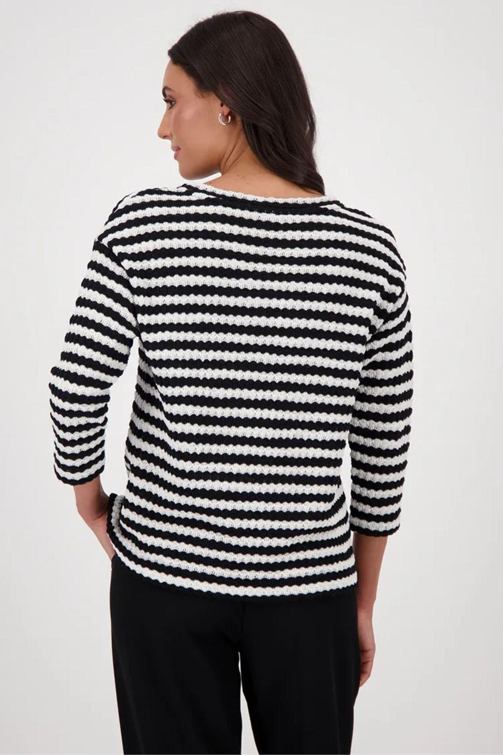 MONARI TOP STRIPE KNIT TEE - 808874MNR
