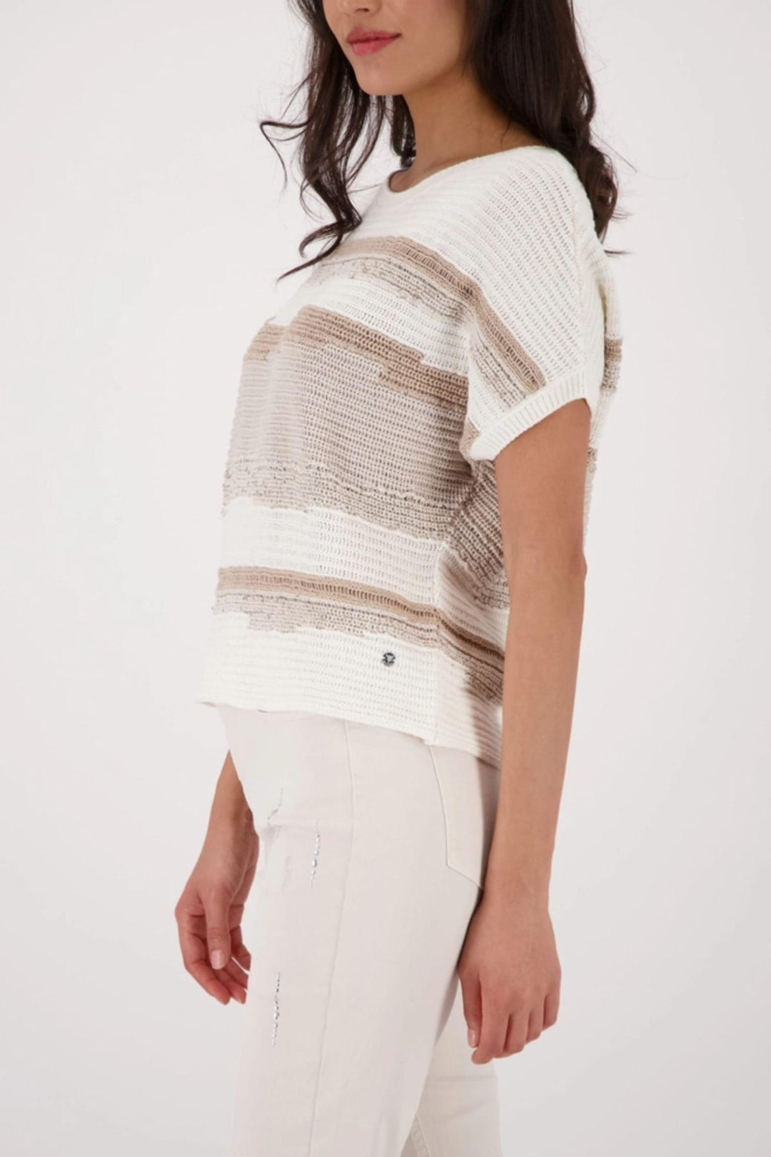 MONARI TOP TEXTURED MIXED KNIT - 410442MNR